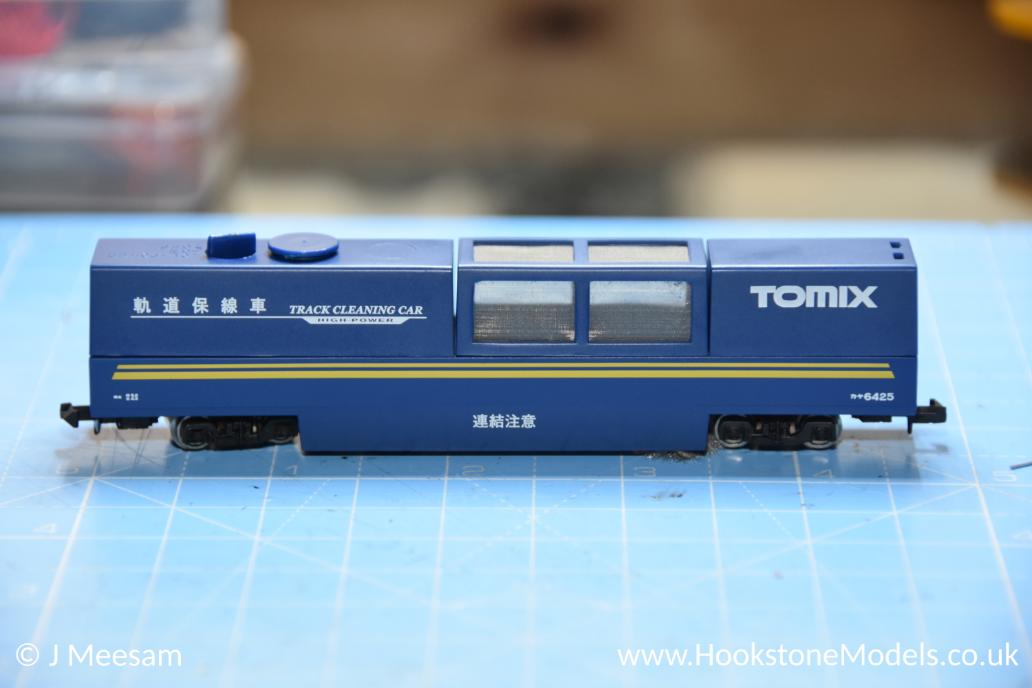 DCC conversion of any version of the Tomix N Gauge Track Cleaner wagon. There are several version of this model in different colours, this conversion service also applies to the Gaugemaster Network Rail version.This wagon is not motorized so cannot move under its own power, this DCC conversion allows the track cleaner to work on your DCC layout. The hoover speed can be controlled using your DCC controller.